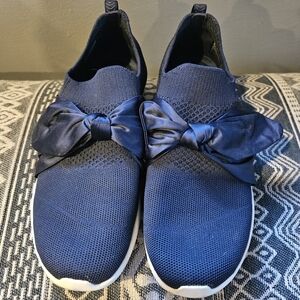 Sketchers Navy Blue Slip-On Sneakers with Bow